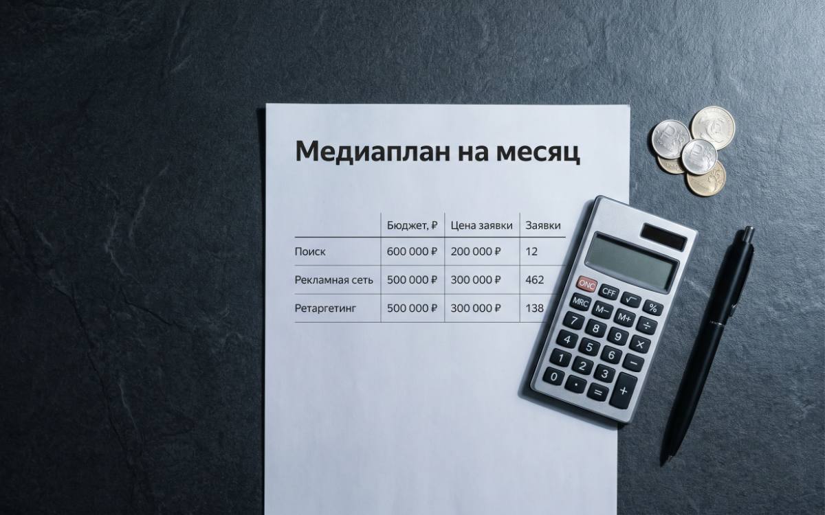 Медиаплан на месяц с бюджетом по кампаниям, калькулятор и монеты